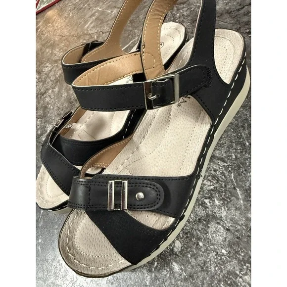 Patrizia By Spring Step Womens Cirielle Wedge Sandal‎ Comfort Walk Black 41/10 - Picture 6 of 12